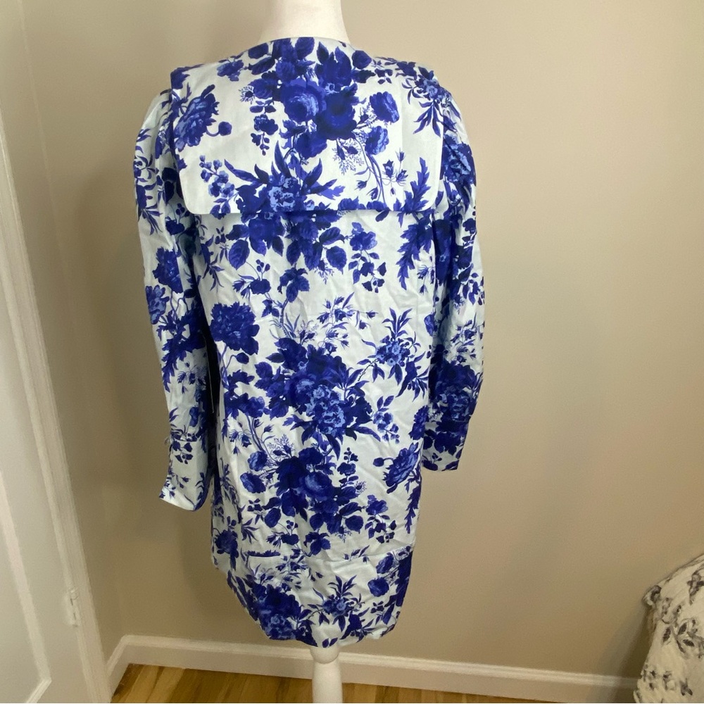 Tuckernuck Blue and White Floral Long-Sleeve Mini Dress with Black Bow - Picture 10 of 16